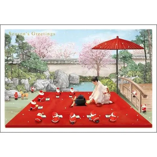Japanese Style Mini Santa Christmas Card Tea Party SJ-70