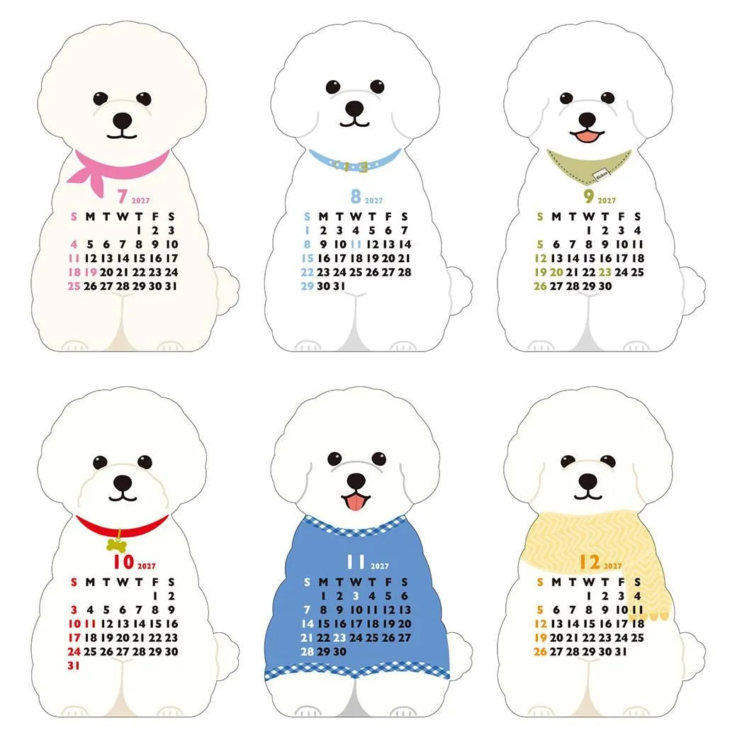 2027 Desk Calendar - Animal Die-Cut Mini - Bichon Frise