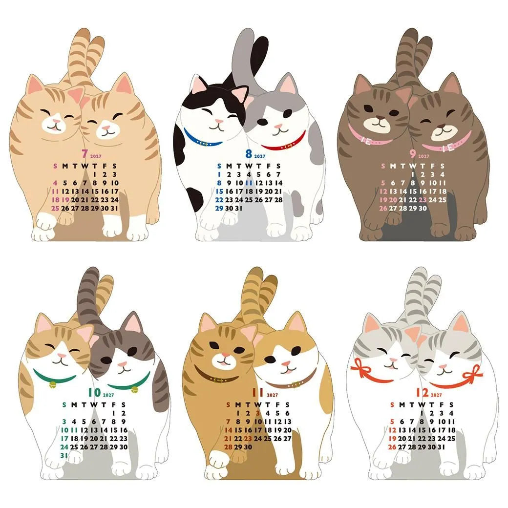 2027 Desk Calendar - Animal Die-Cut Mini - Twin Cats