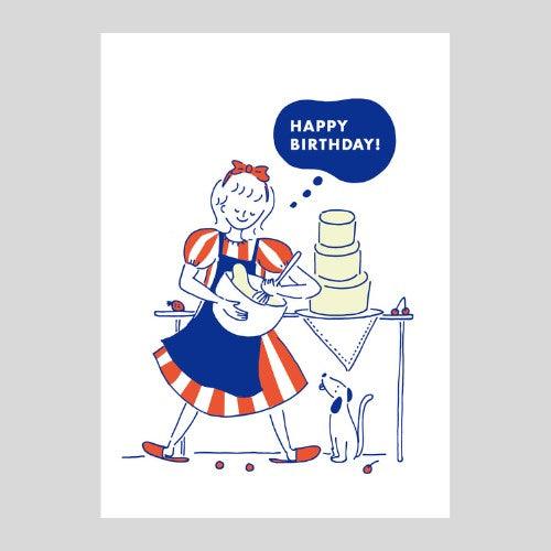 Konno Printing Card Birthday Card Making a cake L24S006