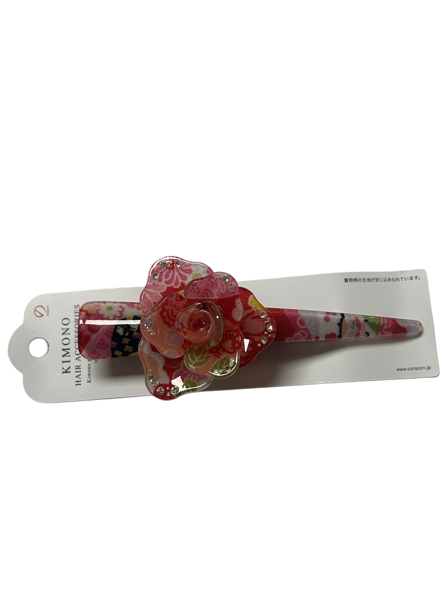 Hair Accessory Acrylic Hair Clip 3-prong Clip Japanese Pattern Flower Red