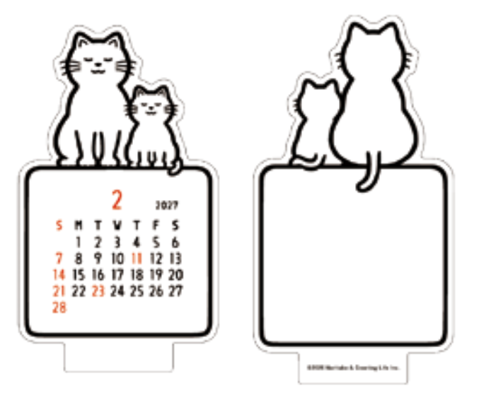 Noritake Die-Cut Calendar - Cat - 2027 Desk Calendar
