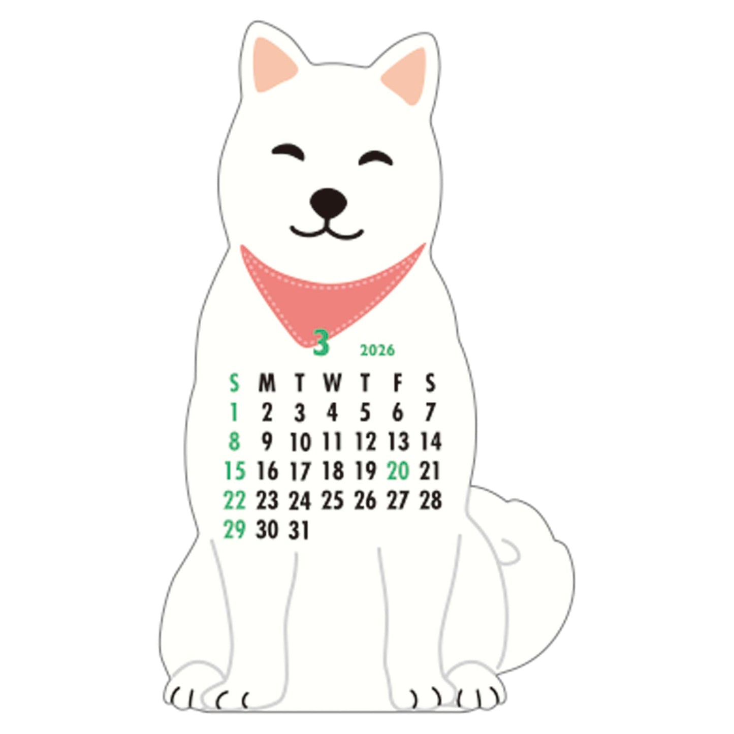 2026 Calendar-Animal Die Cut - Japanese Dog