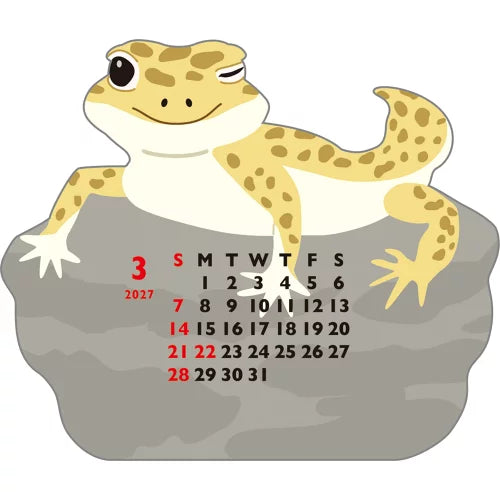 2027 Desk Calendar - Animal Die-Cut Mini - Leopard Gecko