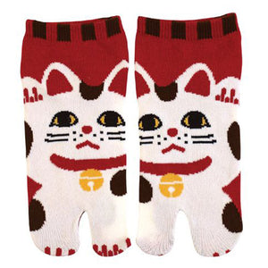 Tabi Socks Short type Red Lucky Cat kyoohoo