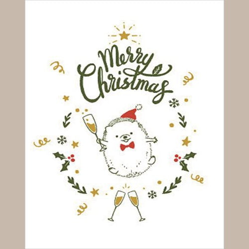 Konno Printing Greeting Card Cheers Hedgehog Letterpress Card L21S005
