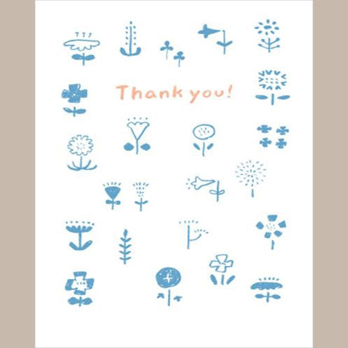 Konno Printing Greeting Card Flower (Blue) Letterpress Card L22S005