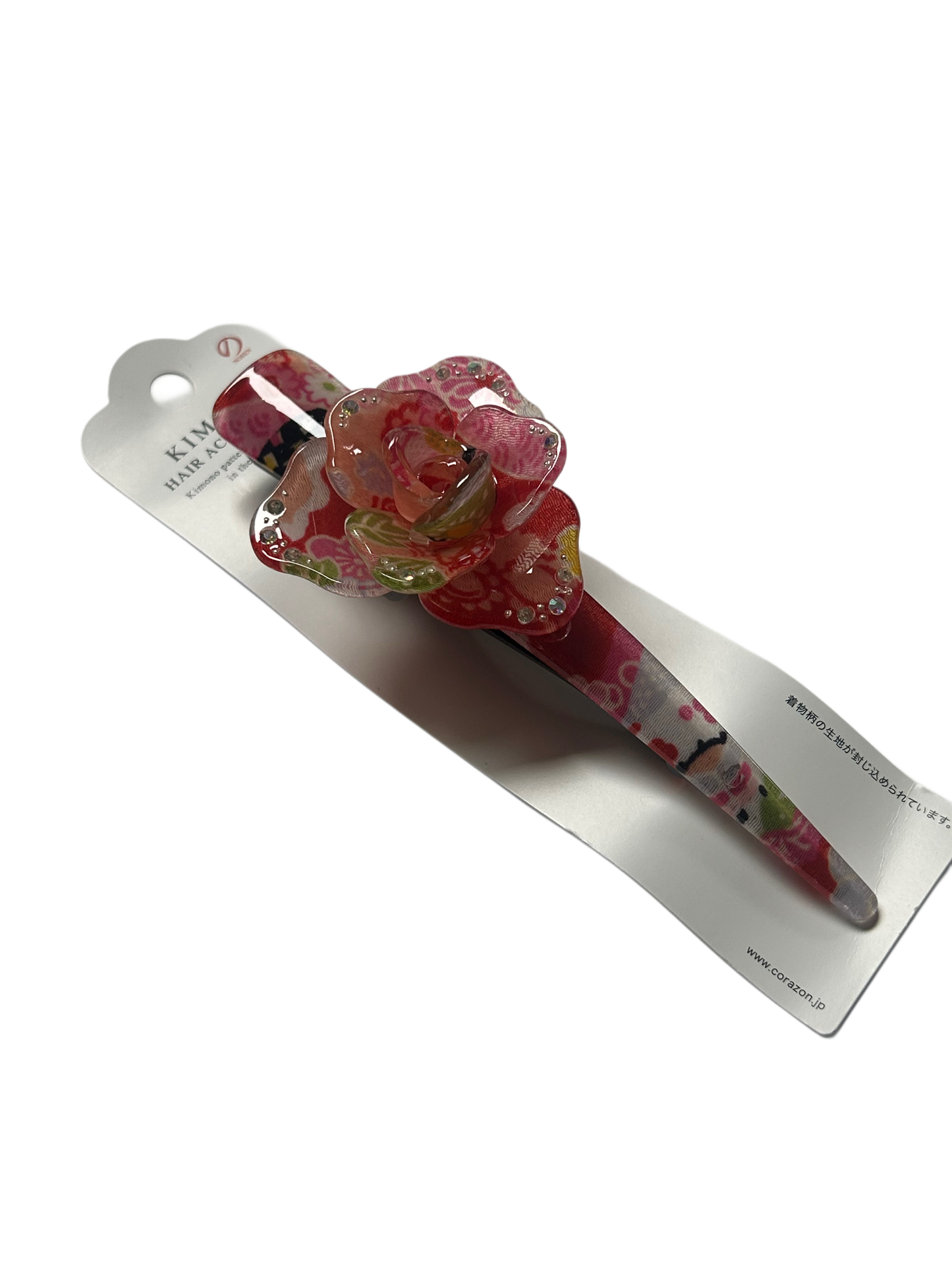 Hair Accessory Acrylic Hair Clip 3-prong Clip Japanese Pattern Flower Red