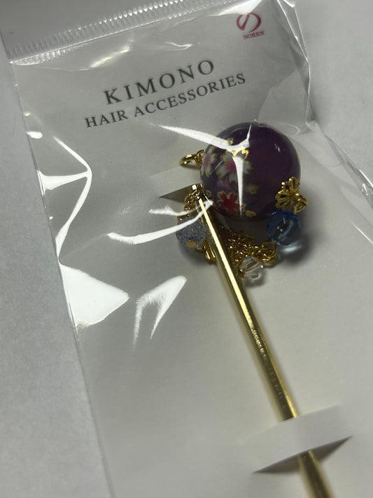 Noren Hair Pin, Bubble Ball, Hair Accessory Purple