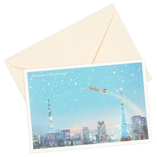 Mini Santa Sepia Card, Tokyo Blue Light-Up S-417