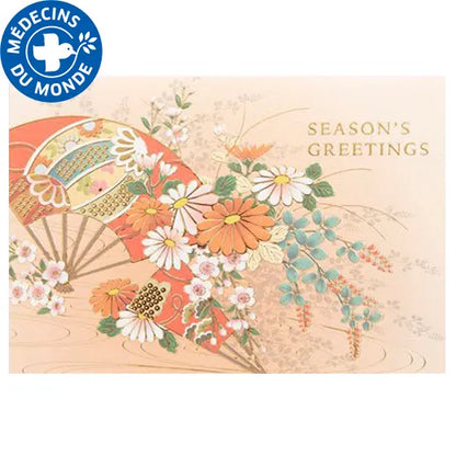 Japanese-Style Formal Card with Fan and Flowers SN-107