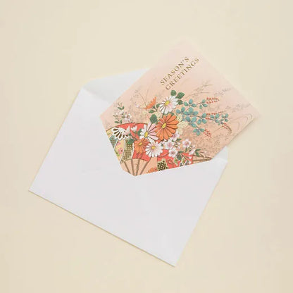 Japanese-Style Formal Card with Fan and Flowers SN-107
