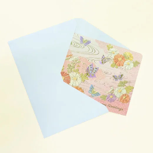 Japanese-Style Formal Card with Butterfly and Chrysanthemum Design SN-110