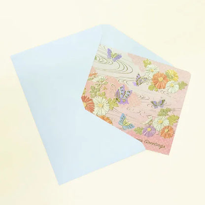 Japanese-Style Formal Card with Butterfly and Chrysanthemum Design SN-110