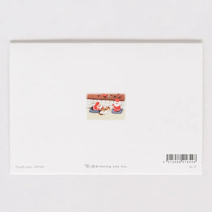 Japanese-style mini Santa Christmas card, New Year's feast SJ-71
