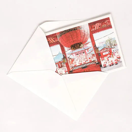 Japanese-Style Mini Santa Christmas Card, New Year's Shrine Visit SJ-72