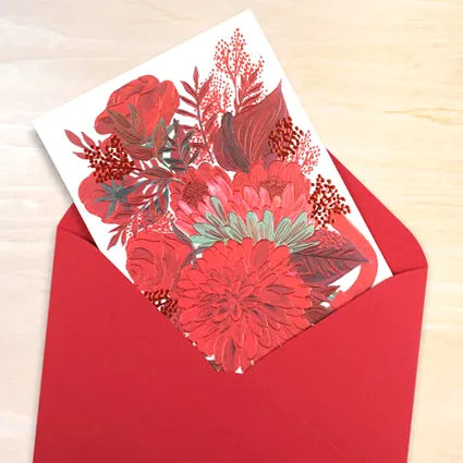 MONA Bouquet Card Red Flowers MA-30