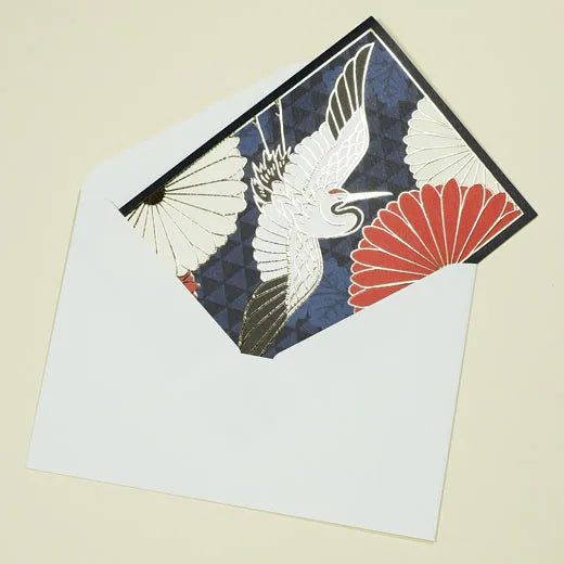 Japanese-Style Formal Card with Plum Blossoms and Crane SN-113