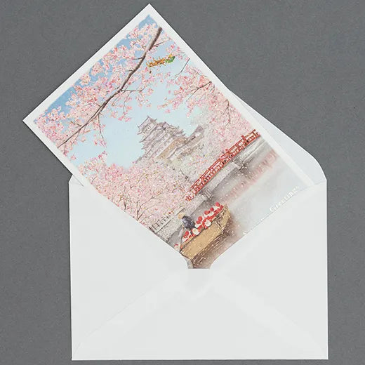Japanese-Style Mini Santa Christmas Card, Himeji Castle SJ-77
