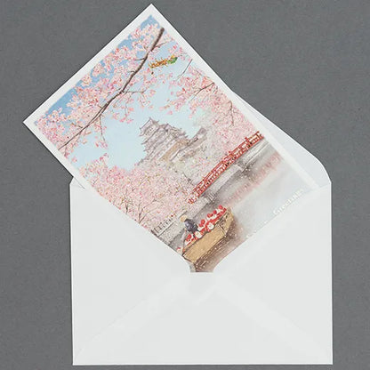 Japanese-Style Mini Santa Christmas Card, Himeji Castle SJ-77