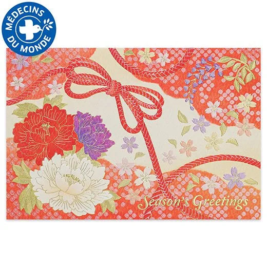 Japanese-Style Formal Card with Embroidered Flower Knot SN-117