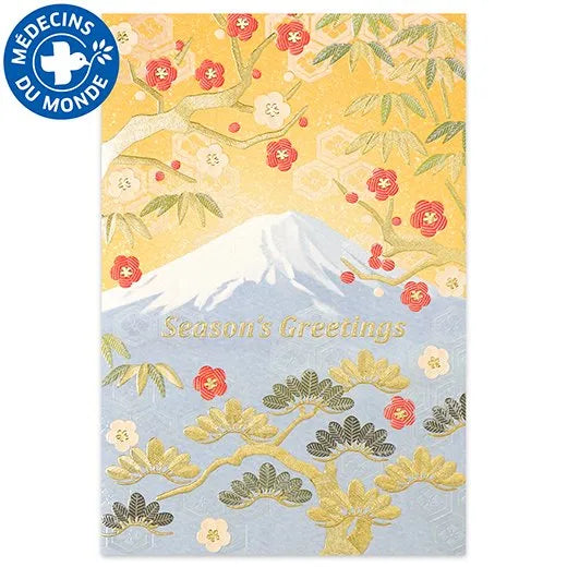 Japanese-Style Formal Card Embroidered with Pine, Bamboo, Plum, and Mt. Fuji SN-118