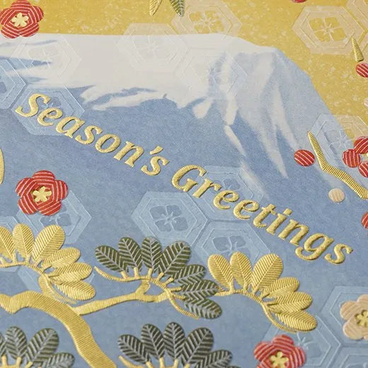 Japanese-Style Formal Card Embroidered with Pine, Bamboo, Plum, and Mt. Fuji SN-118