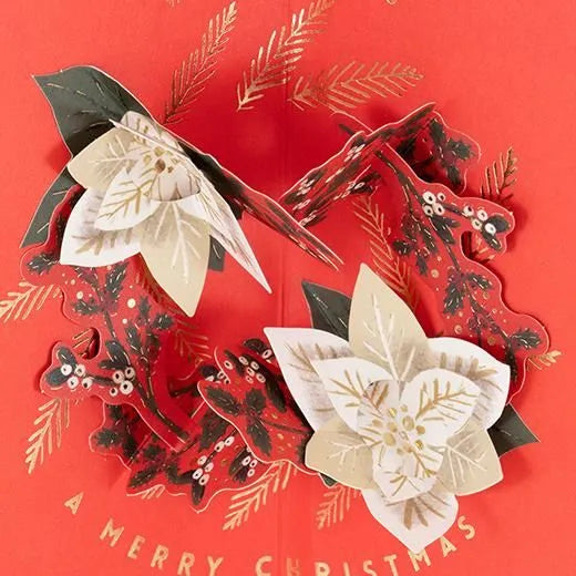 Christmas Wreath Pop-Up Card Red KE-24