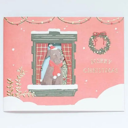 Christmas Window Party Card Dog LE-9
