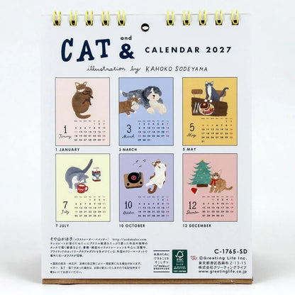 2027 Desk Calendar - Cat and / Kahoko Sodeyama