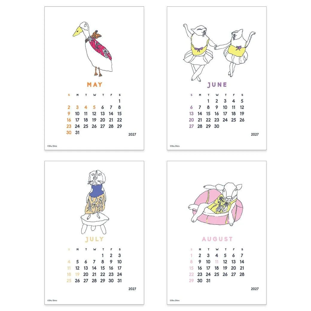 2027 Calendar - Desk Calendar with Letterpress Stand - Shu Shiro
