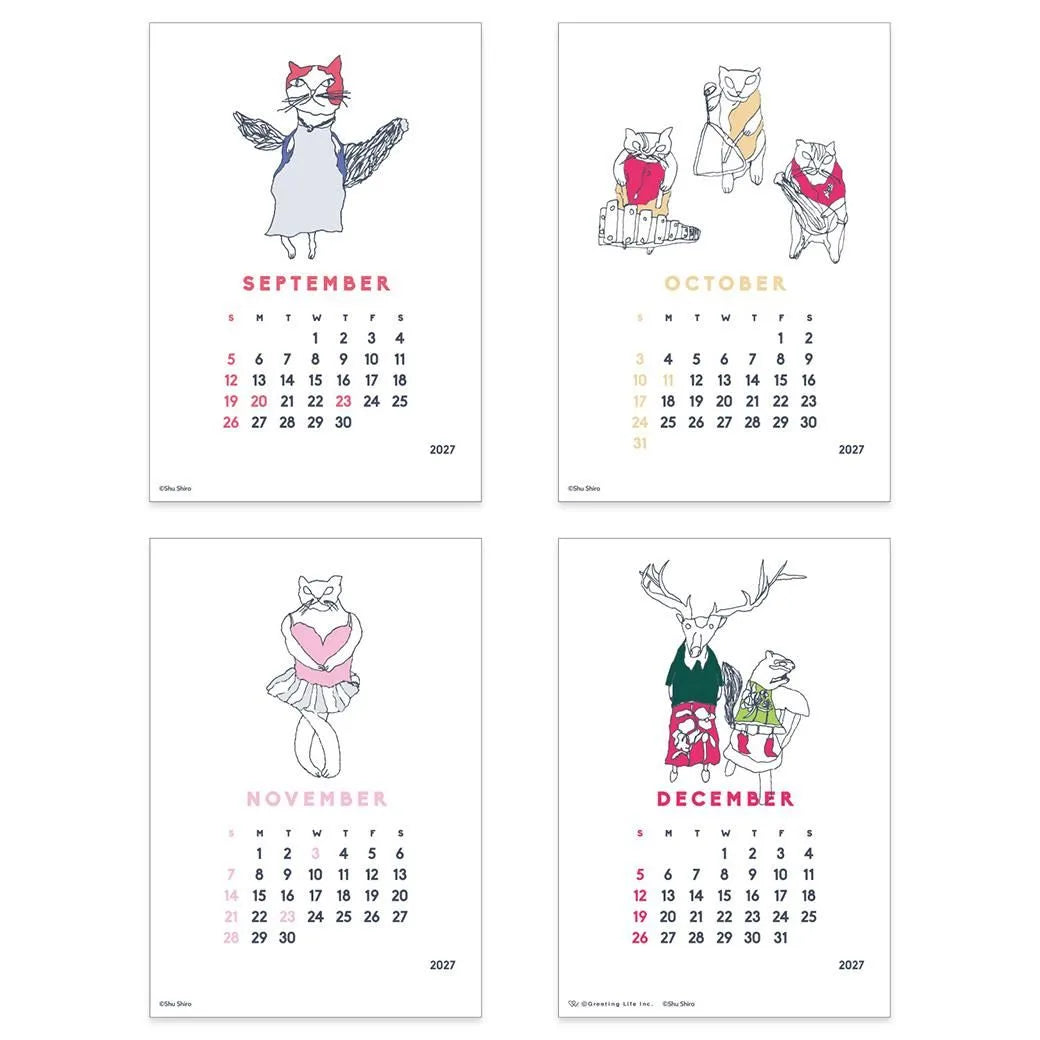 2027 Calendar - Desk Calendar with Letterpress Stand - Shu Shiro