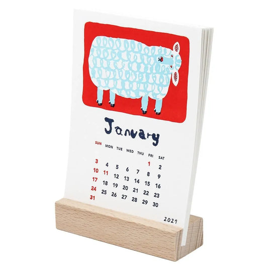 2027 Calendar - Desk Calendar with Letterpress Stand - Mirokomachiko
