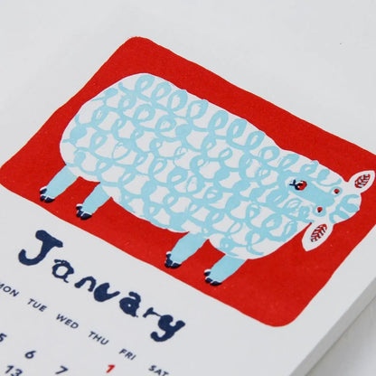 2027 Calendar - Desk Calendar with Letterpress Stand - Mirokomachiko