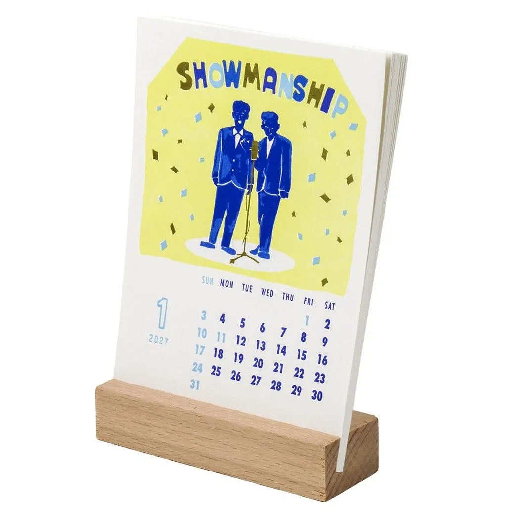 2027 Calendar - Desk Calendar with Letterpress Stand - Chalkboy