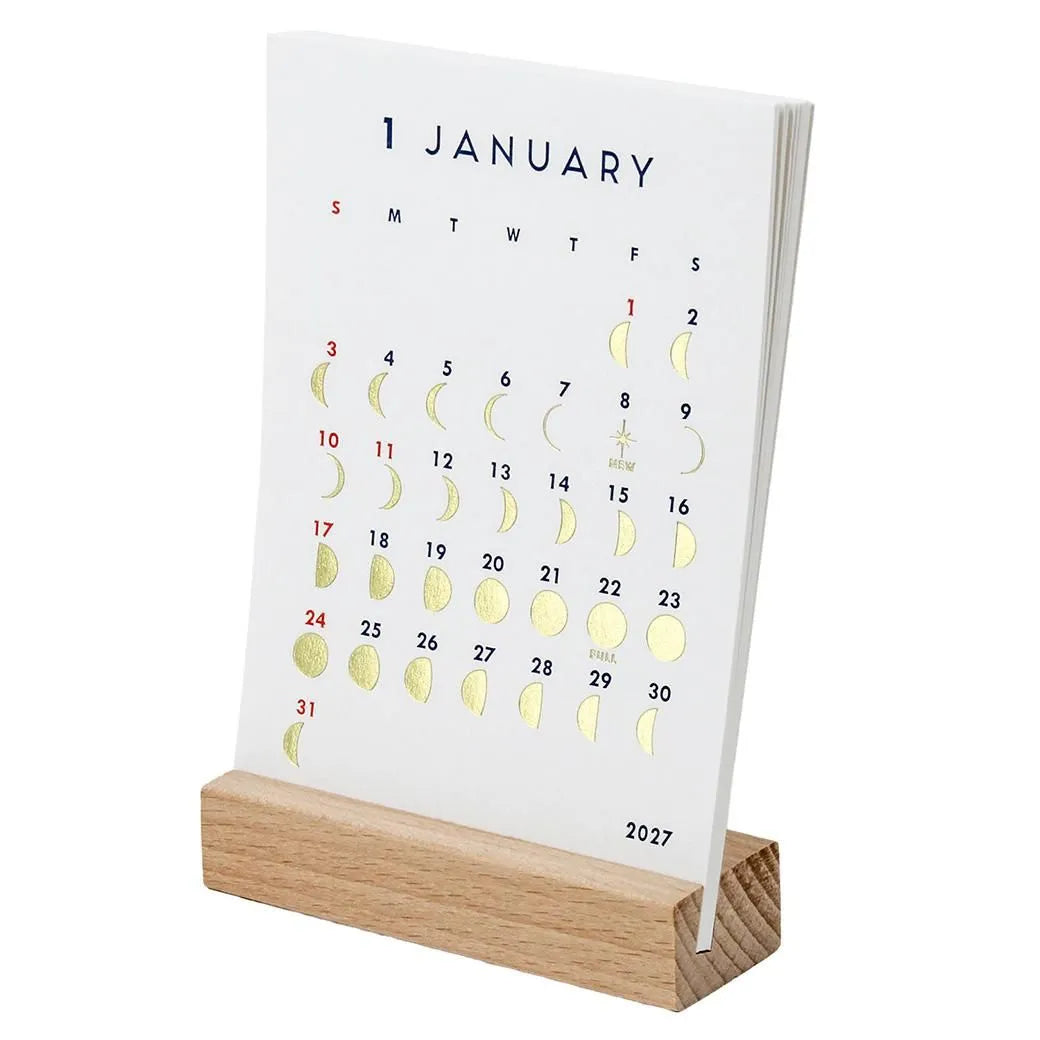 2027 Calendar - Desk Calendar with Letterpress Stand - MOON