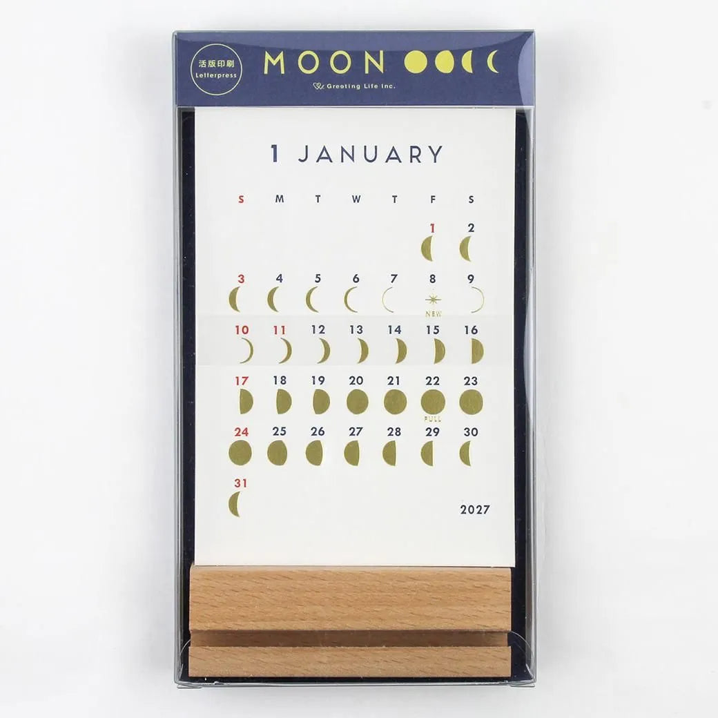 2027 Calendar - Desk Calendar with Letterpress Stand - MOON
