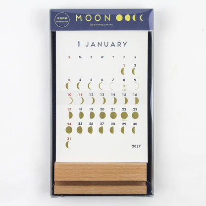 2027 Calendar - Desk Calendar with Letterpress Stand - MOON