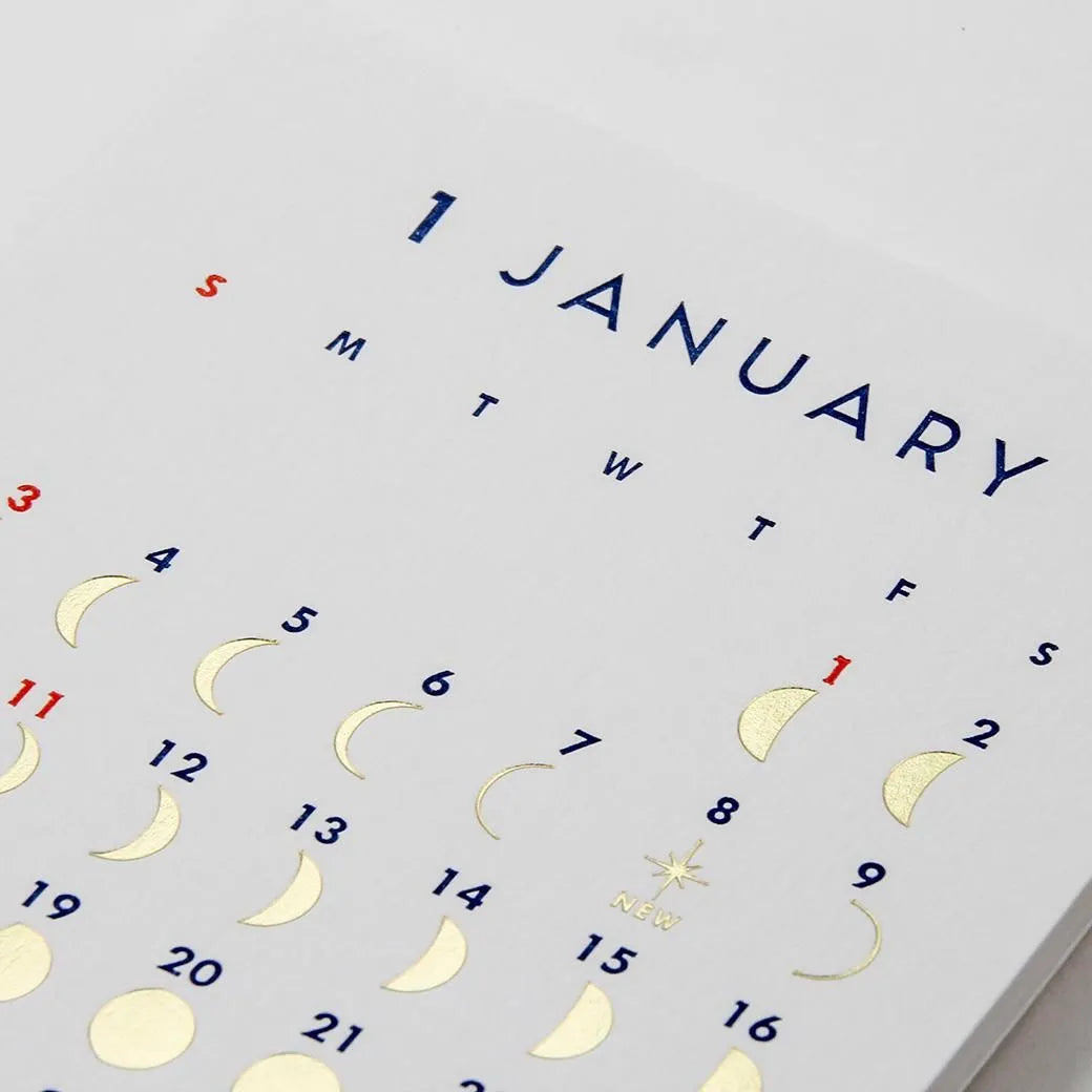 2027 Calendar - Desk Calendar with Letterpress Stand - MOON