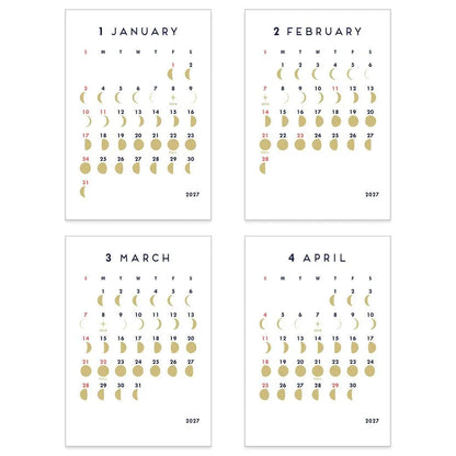 2027 Calendar - Desk Calendar with Letterpress Stand - MOON
