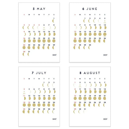 2027 Calendar - Desk Calendar with Letterpress Stand - MOON