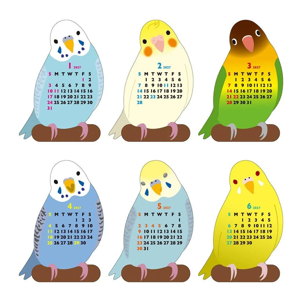 2027 Desk Calendar - Animal Die-Cut Mini - Parakeet