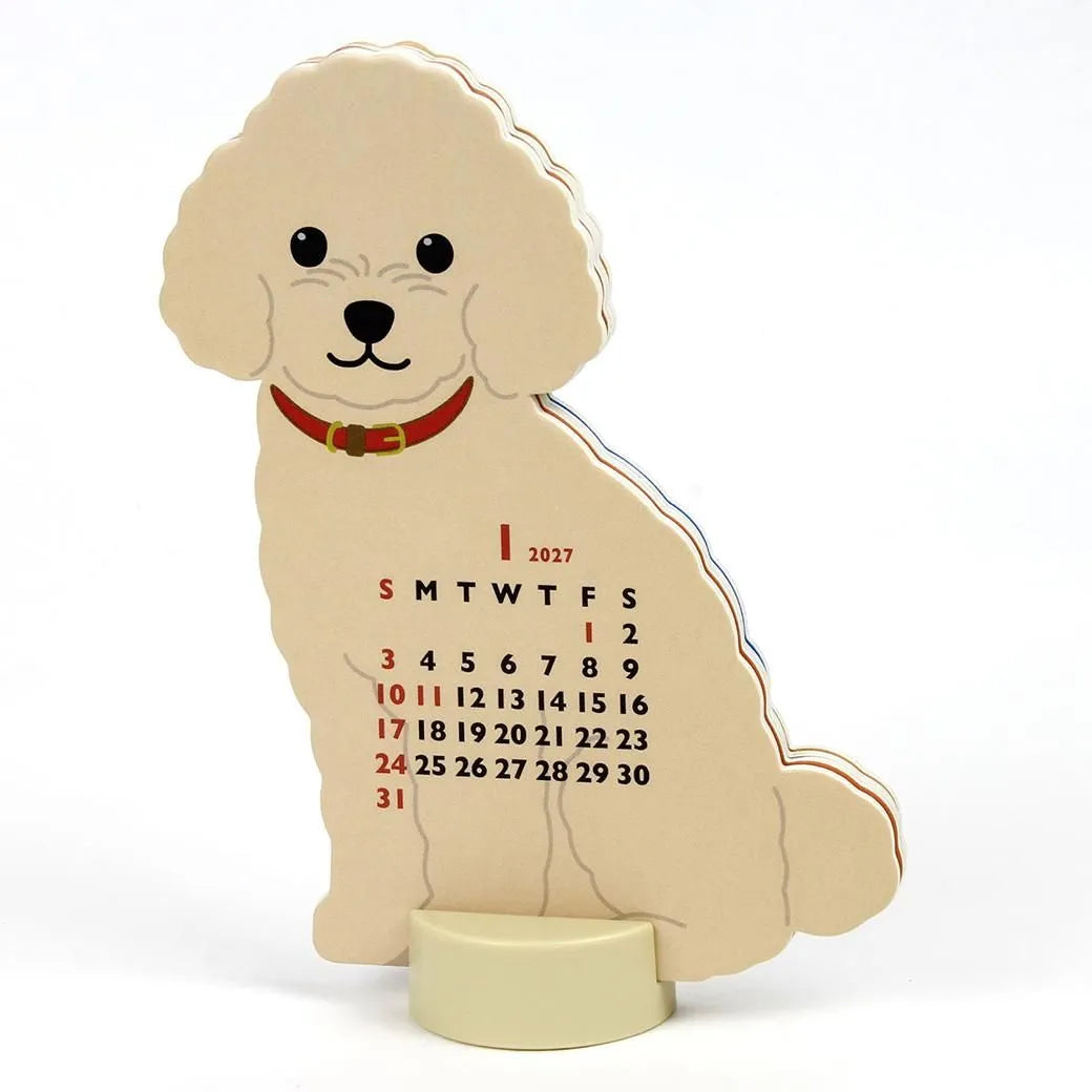 2027 Desk Calendar - Animal Die-Cut Mini - Toy Poodle