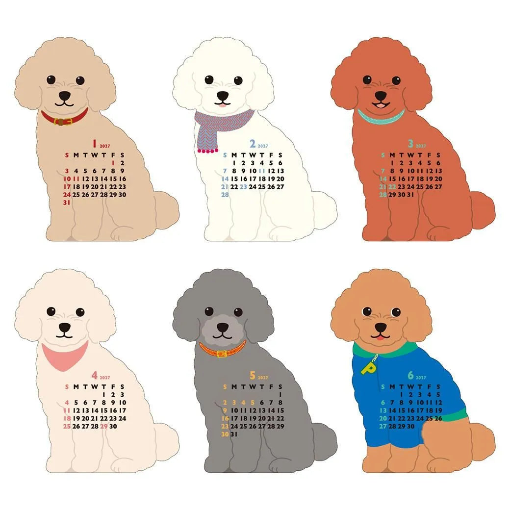 2027 Desk Calendar - Animal Die-Cut Mini - Toy Poodle
