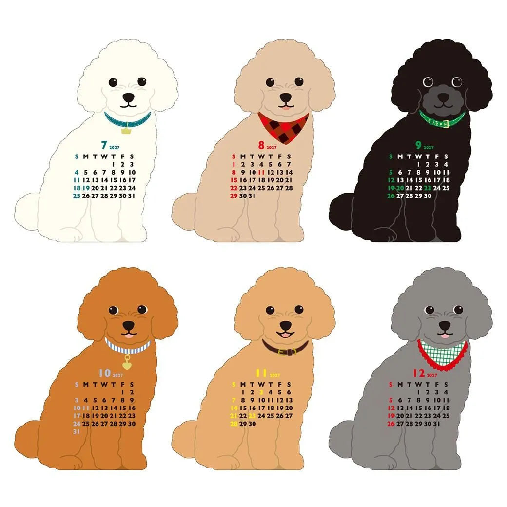 2027 Desk Calendar - Animal Die-Cut Mini - Toy Poodle