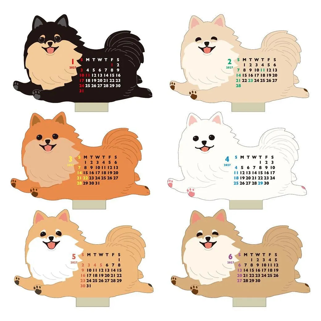 2027 Desk Calendar - Animal Die-Cut Mini - Pomeranian