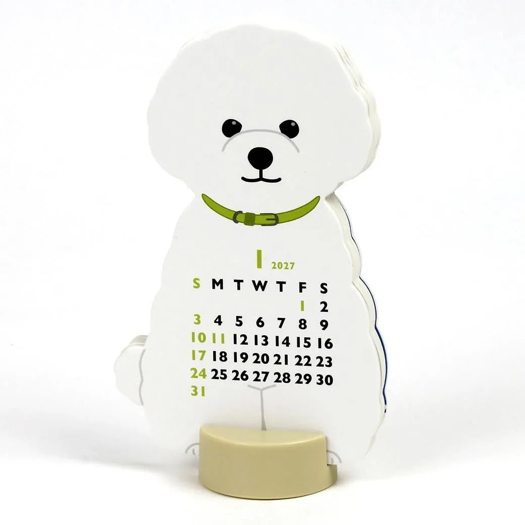 2027 Desk Calendar - Animal Die-Cut Mini - Bichon Frise