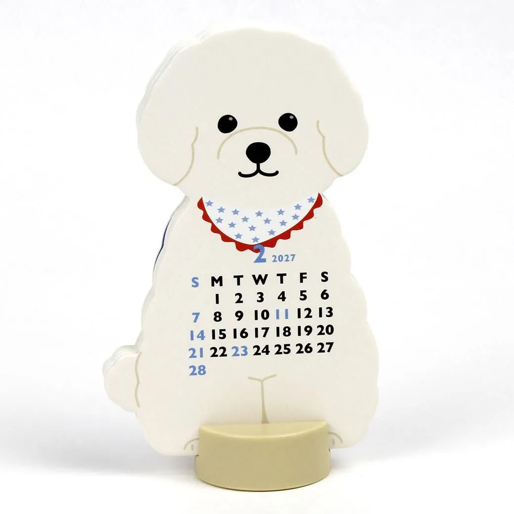 2027 Desk Calendar - Animal Die-Cut Mini - Bichon Frise