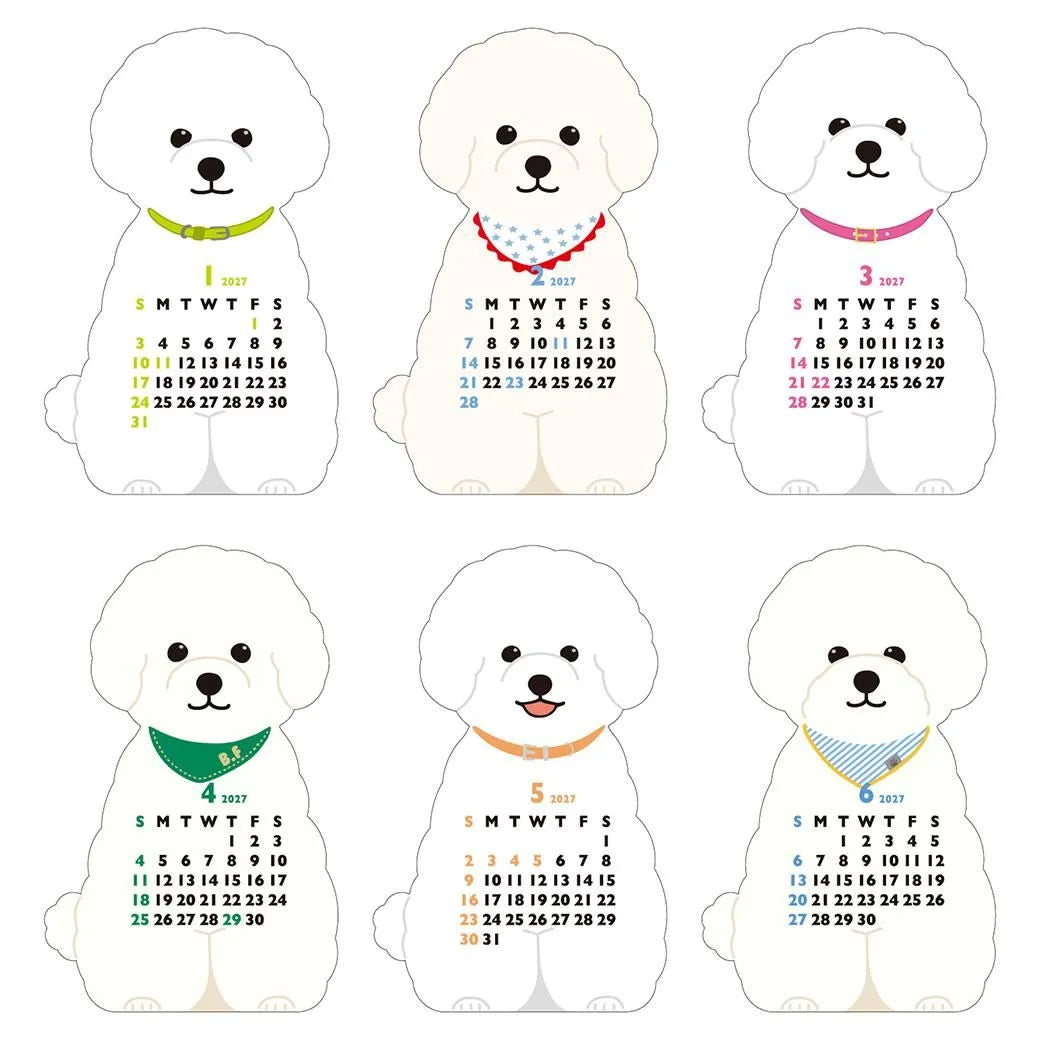 2027 Desk Calendar - Animal Die-Cut Mini - Bichon Frise