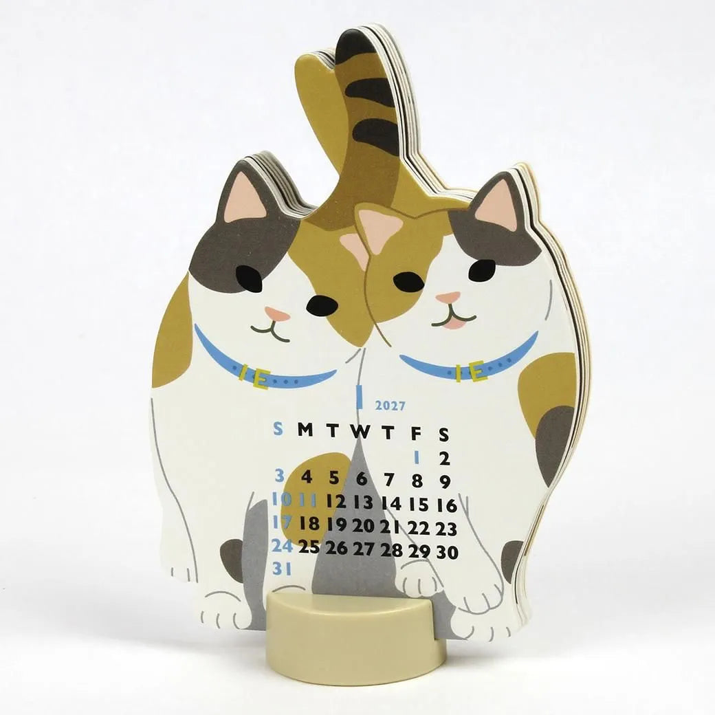 2027 Desk Calendar - Animal Die-Cut Mini - Twin Cats